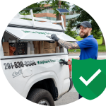 pest employee getting equipment out of work truck