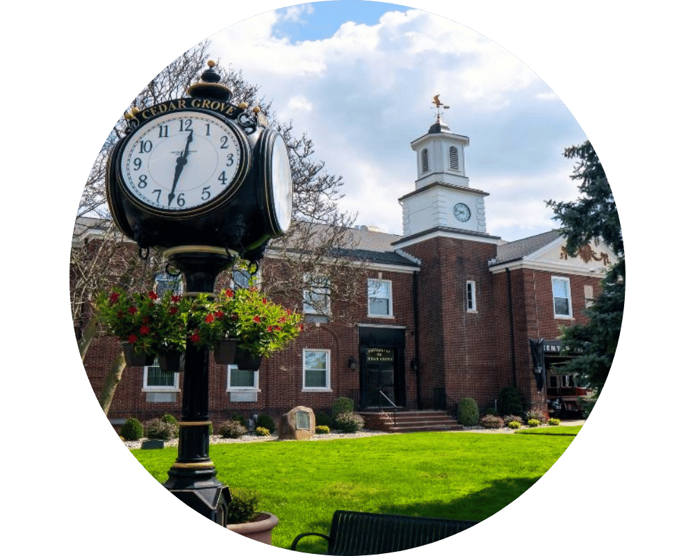 Cedar Grove circle (2) clock in town of Cedar Grove, NJ