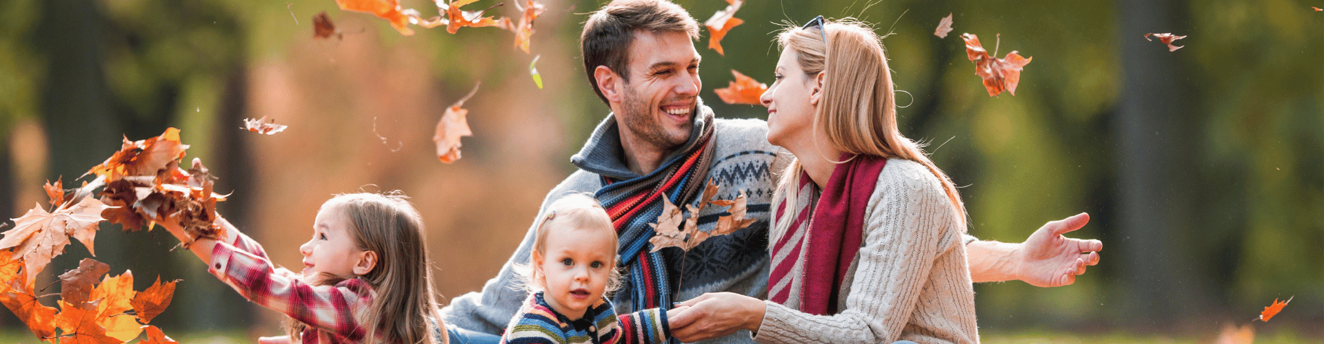 Ringwood Banner Family in Ringwood park playing with fall leaves